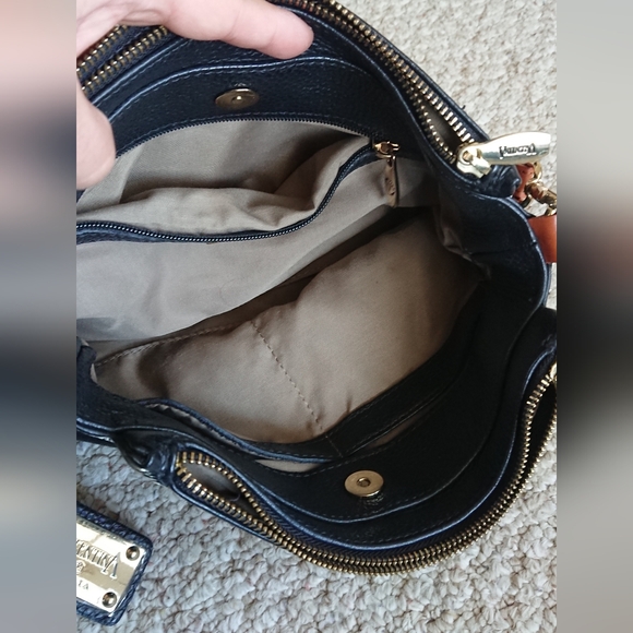 Valentina Black Genuine Leather Convertible Bag made in Italy